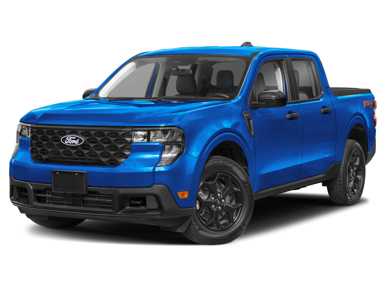 2026 Ford Maverick XLT in Velocity Blue — front three-quarter view