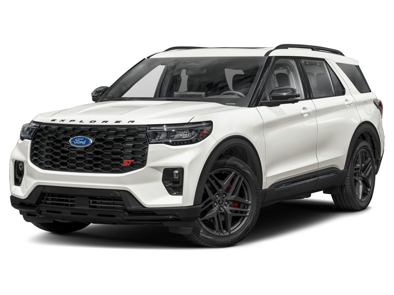 2026 Ford Explorer ST in White Metallic — front three-quarter view