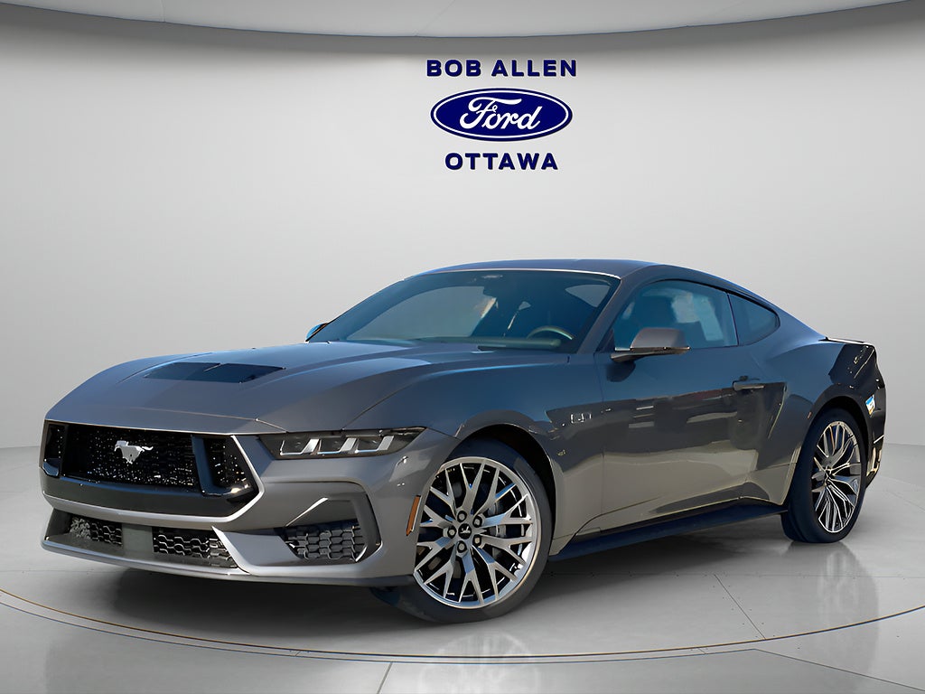 2025 Ford Mustang GT Premium Fastback in Carbonized Gray — front three-quarter view